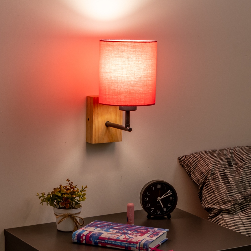 Brilagi - Λάμπα τοίχου NUBILA WOOD 1xE27/25W/230V δρυς/ροζ