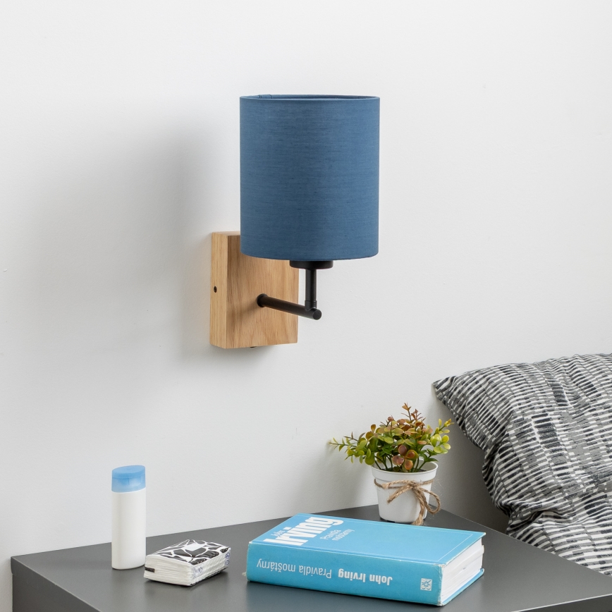 Brilagi - Λάμπα τοίχου NUBILA WOOD 1xE27/25W/230V δρυς/σκούρο μπλε