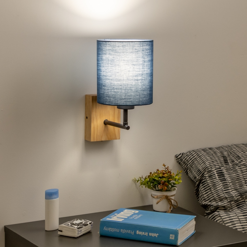 Brilagi - Λάμπα τοίχου NUBILA WOOD 1xE27/25W/230V δρυς/σκούρο μπλε