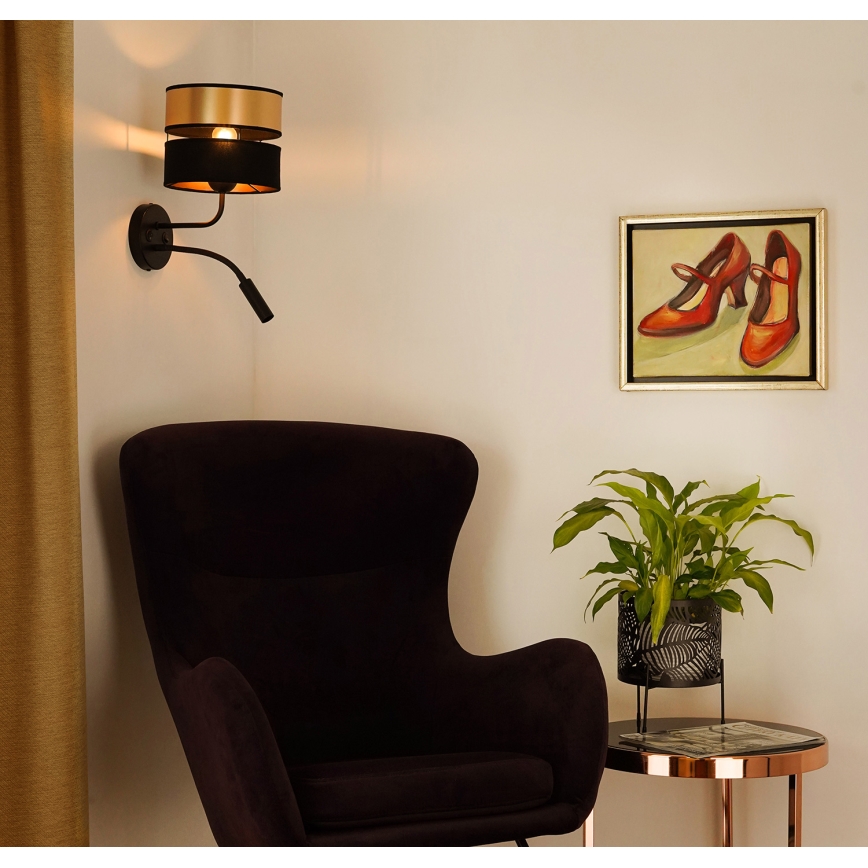 Brilagi - Λάμπα τοίχου ROYAL 1xE27/15W/230V + 1xG9/3W μαύρο/χρυσό
