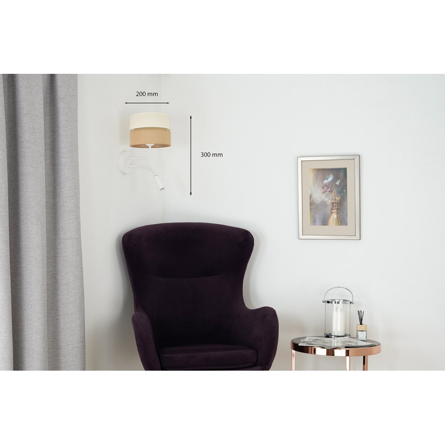 Brilagi - Λάμπα τοίχου ROYAL YUTE 1xE27/15W/230V + 1xG9/6W μπεζ/κρεμ/λευκό