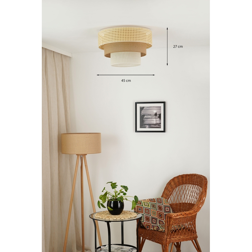 Brilagi - Οροφής φωτιστικό CEDAR LUNETA 1xE27/15W/230V διάμ. 45 εκ. ρατάν/καφέ/κρεμ