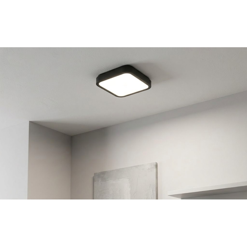 BRILAGI - Φωτιστικό οροφής μπάνιου LED με αισθητήρα ZENNA LED/12W/230V 24x24 cm IP44 μαύρο + τηλεχειριστήριο