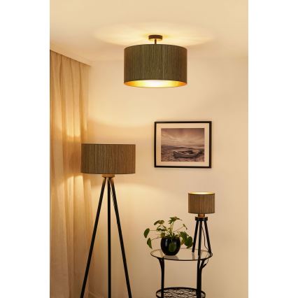 Brilagi - Επιτοίχιο φωτιστικό BOSTON ROLLER 1xE27/15W/230V διάμ. 45 εκ. καφέ/χρυσό ψάθα