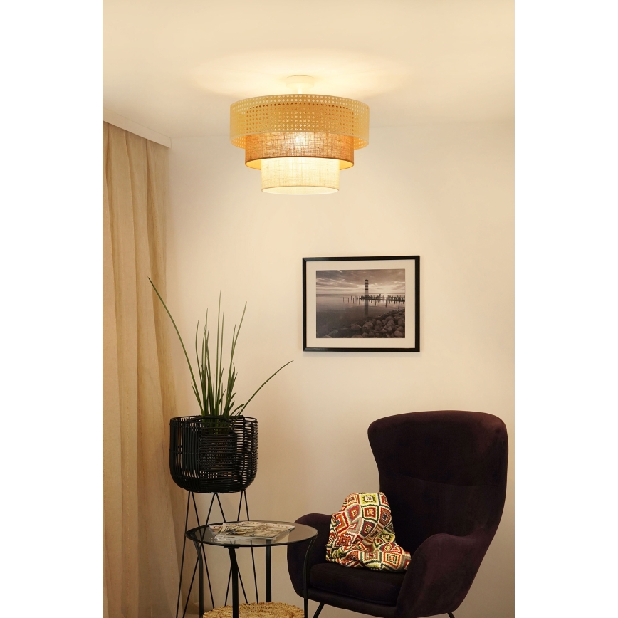 Brilagi - Οροφιαίο φωτιστικό CEDAR LUNETA 1xE27/15W/230V διάμ. 45 εκ. ρατάν/καφέ/κρεμ