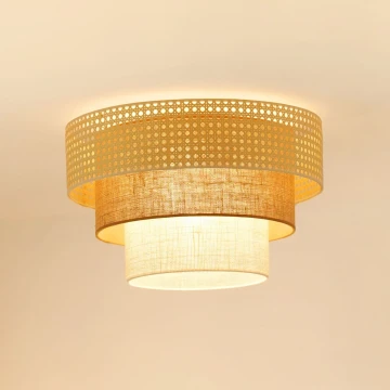 Brilagi - Οροφής φωτιστικό CEDAR LUNETA 1xE27/15W/230V διάμ. 45 εκ. ρατάν/καφέ/κρεμ