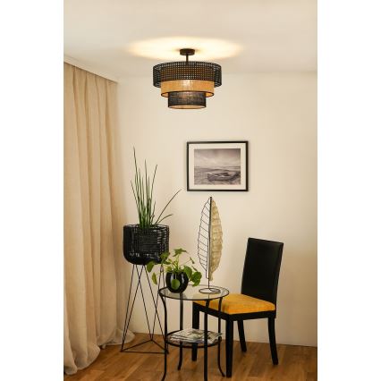 Brilagi - Οροφιαίο φωτιστικό DAKOTA LUNETA 1xE27/15W/230V διάμ. 45 εκ. μαύρο/ρατάν