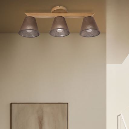 Brilagi - Πλαφονιέρα οροφής ANTHONY 3xE14/40W/230V δρυς/καφέ