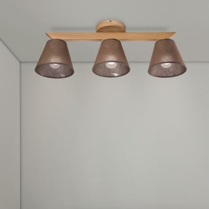 Brilagi - Πλαφονιέρα οροφής ANTHONY 3xE14/40W/230V δρυς/καφέ