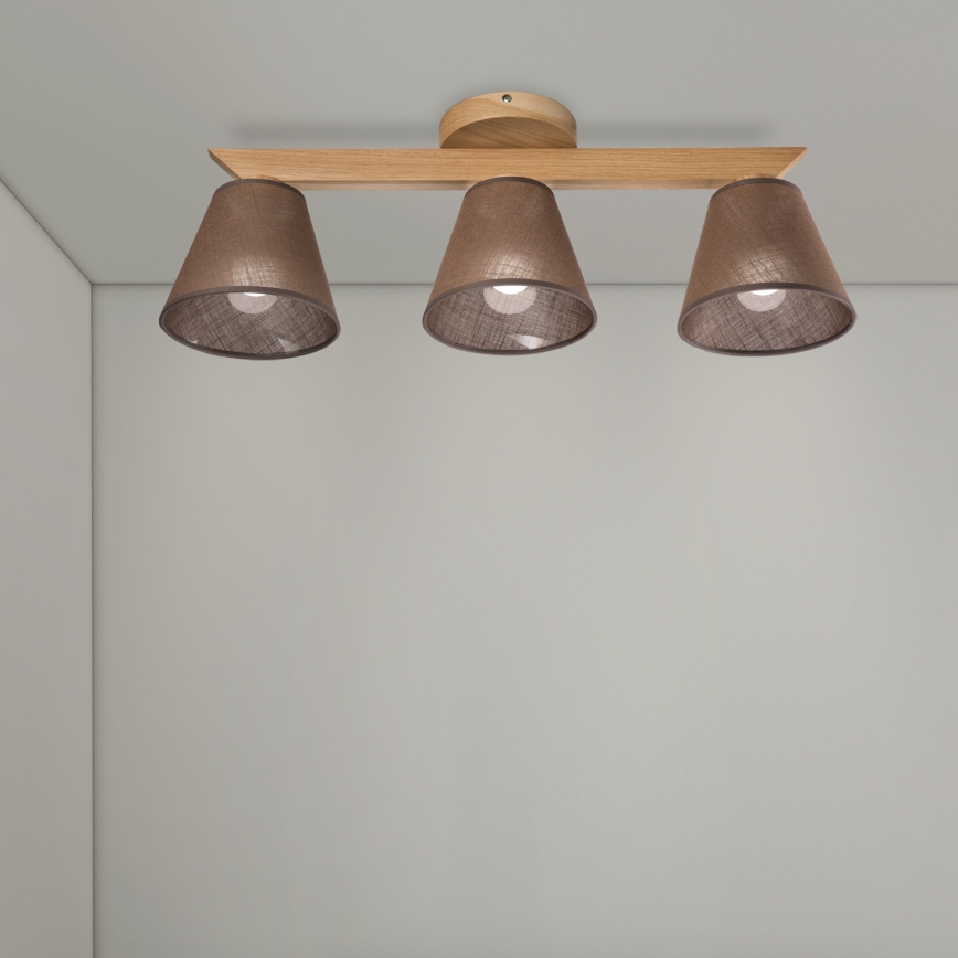 Brilagi - Πλαφονιέρα οροφής ANTHONY 3xE14/40W/230V δρυς/καφέ