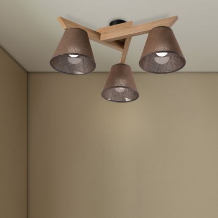 Brilagi - Πλαφονιέρα οροφής ANTHONY 3xE14/40W/230V δρυς/καφέ