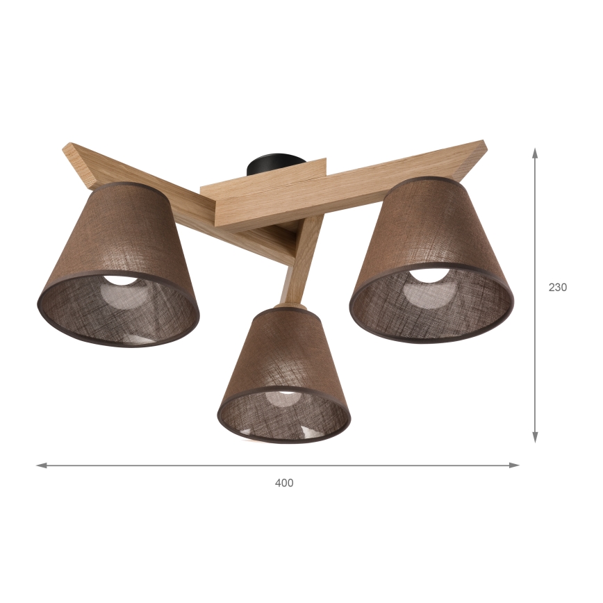 Brilagi - Πλαφονιέρα οροφής ANTHONY 3xE14/40W/230V δρυς/καφέ