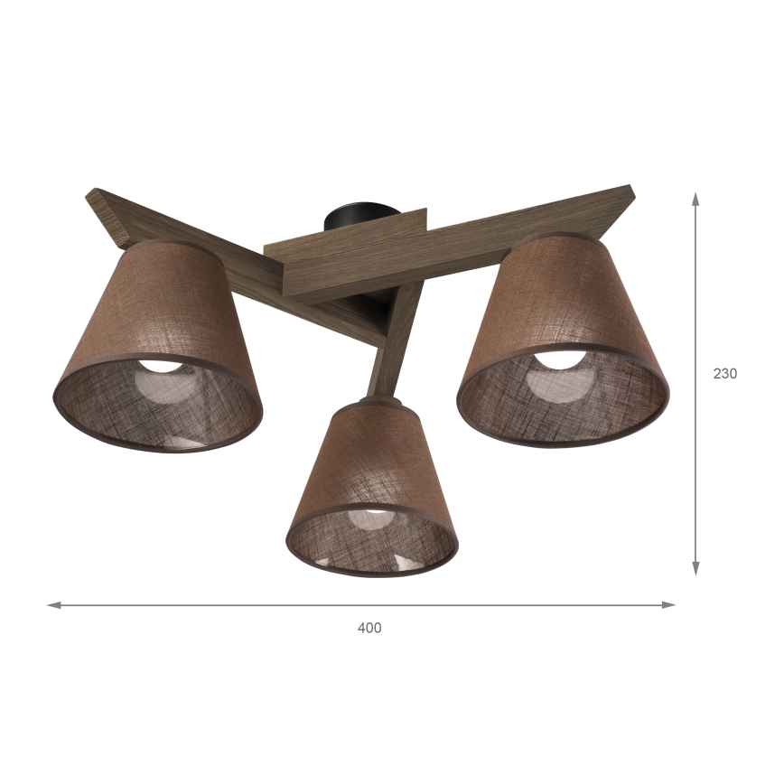 Brilagi - Πλαφονιέρα οροφής ANTHONY 3xE14/40W/230V δρυς/καφέ