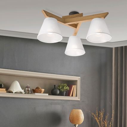 Brilagi - Πλαφονιέρα οροφής ANTHONY 3xE14/40W/230V δρυς/λευκό