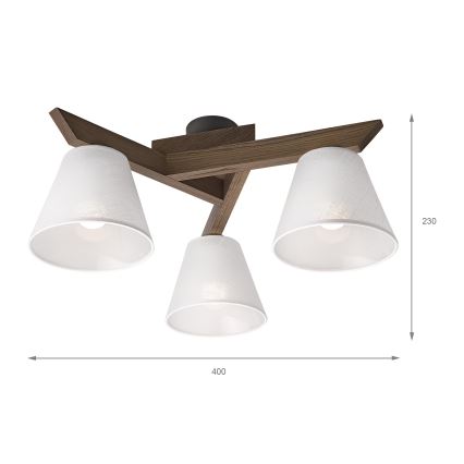 Brilagi - Πλαφονιέρα οροφής ANTHONY 3xE14/40W/230V δρυς/λευκό