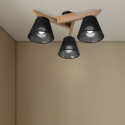 Brilagi - Πλαφονιέρα οροφής ANTHONY 3xE14/40W/230V δρυς/μαύρο
