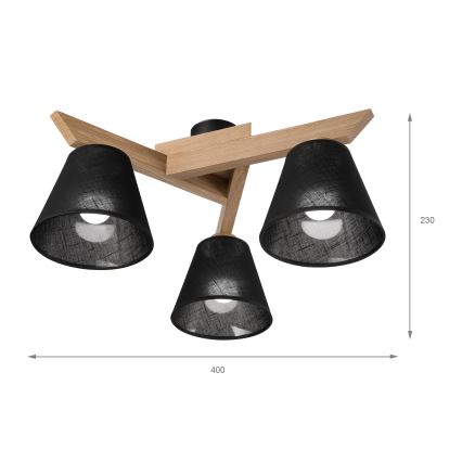 Brilagi - Πλαφονιέρα οροφής ANTHONY 3xE14/40W/230V δρυς/μαύρο