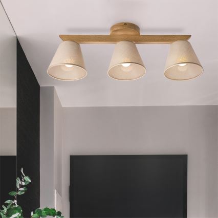 Brilagi - Πλαφονιέρα οροφής ANTHONY 3xE14/40W/230V δρυς/μπεζ