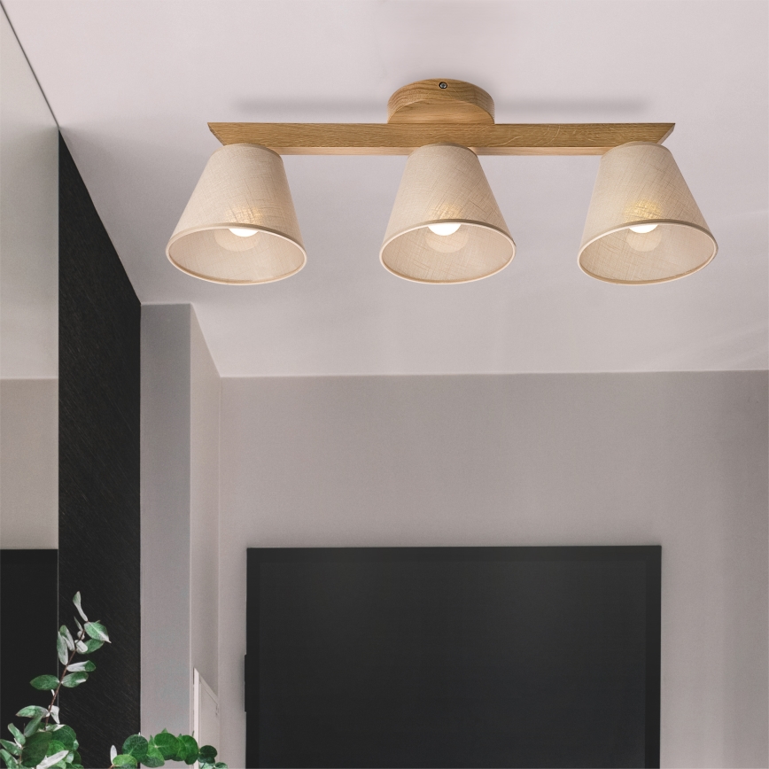 Brilagi - Πλαφονιέρα οροφής ANTHONY 3xE14/40W/230V δρυς/μπεζ