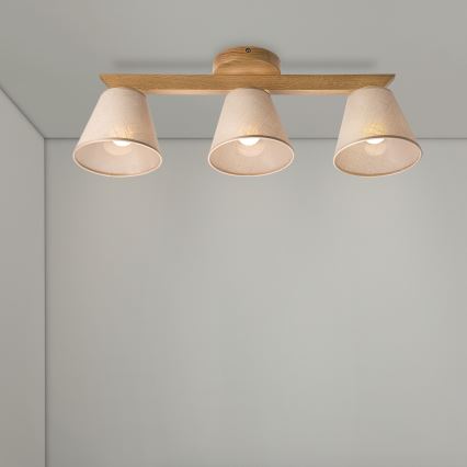 Brilagi - Πλαφονιέρα οροφής ANTHONY 3xE14/40W/230V δρυς/μπεζ