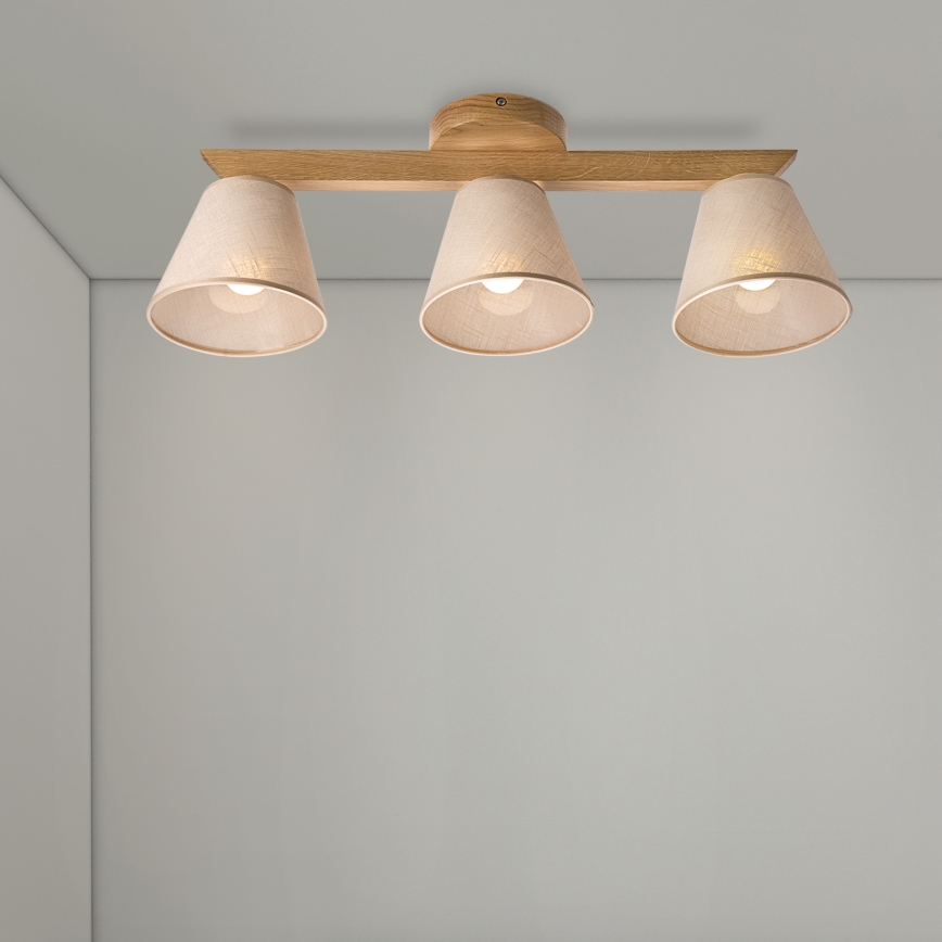 Brilagi - Πλαφονιέρα οροφής ANTHONY 3xE14/40W/230V δρυς/μπεζ