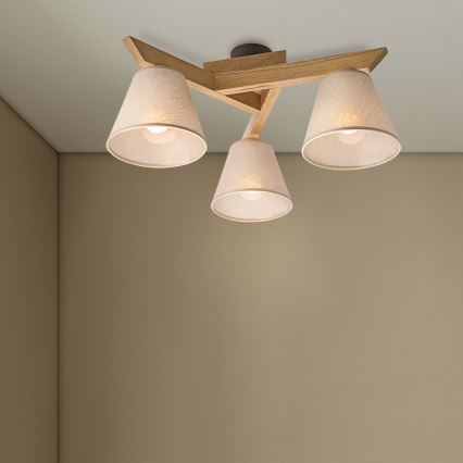 Brilagi - Πλαφονιέρα οροφής ANTHONY 3xE14/40W/230V δρυς/μπεζ