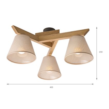 Brilagi - Πλαφονιέρα οροφής ANTHONY 3xE14/40W/230V δρυς/μπεζ