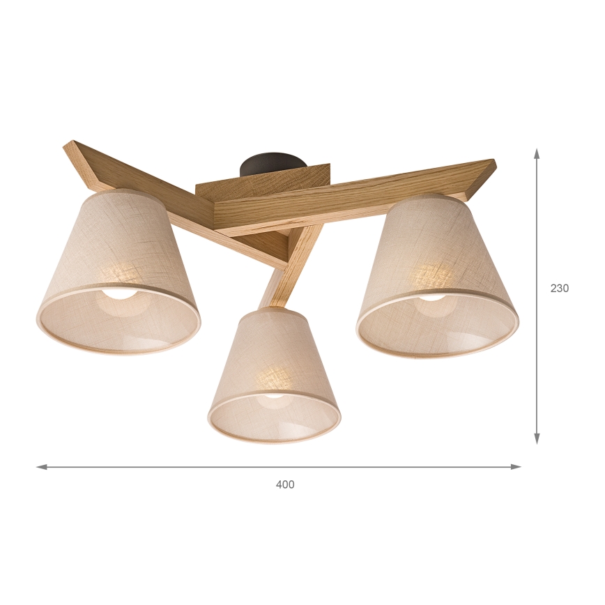 Brilagi - Πλαφονιέρα οροφής ANTHONY 3xE14/40W/230V δρυς/μπεζ
