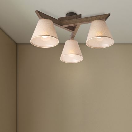 Brilagi - Πλαφονιέρα οροφής ANTHONY 3xE14/40W/230V δρυς/μπεζ