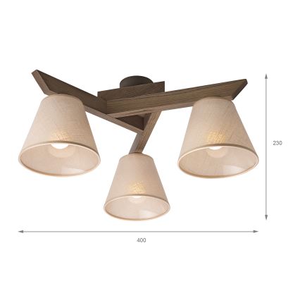 Brilagi - Πλαφονιέρα οροφής ANTHONY 3xE14/40W/230V δρυς/μπεζ