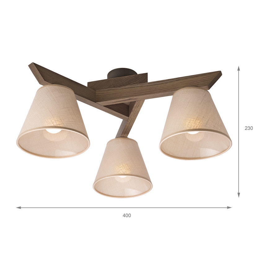 Brilagi - Πλαφονιέρα οροφής ANTHONY 3xE14/40W/230V δρυς/μπεζ