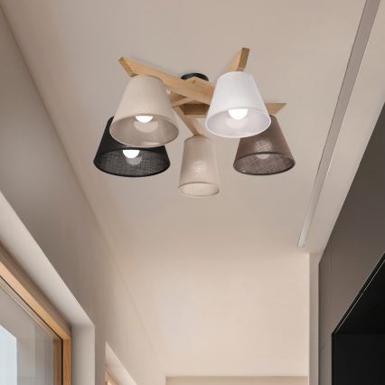 Brilagi - Πλαφονιέρα οροφής ANTHONY 5xE14/40W/230V δρυς