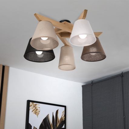 Brilagi - Πλαφονιέρα οροφής ANTHONY 5xE14/40W/230V δρυς