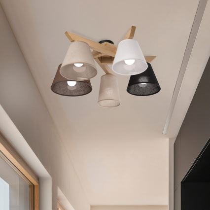 Brilagi - Πλαφονιέρα οροφής ANTHONY 5xE14/40W/230V δρυς
