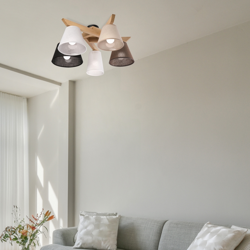 Brilagi - Πλαφονιέρα οροφής ANTHONY 5xE14/40W/230V δρυς