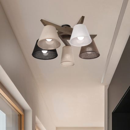 Brilagi - Πλαφονιέρα οροφής ANTHONY 5xE14/40W/230V δρυς