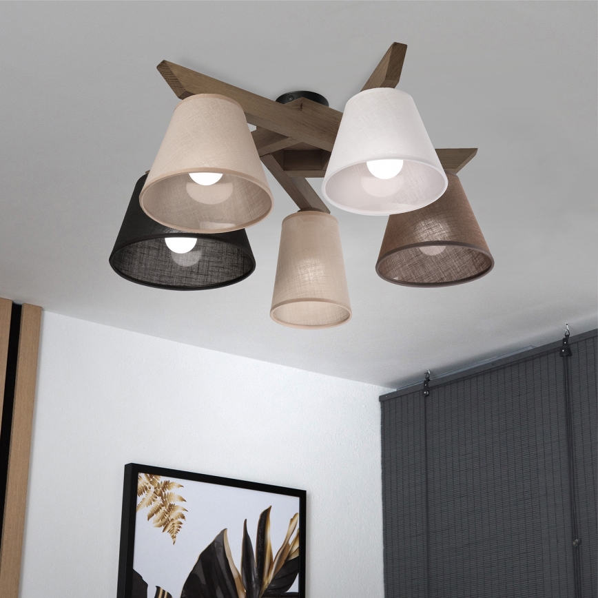 Brilagi - Πλαφονιέρα οροφής ANTHONY 5xE14/40W/230V δρυς