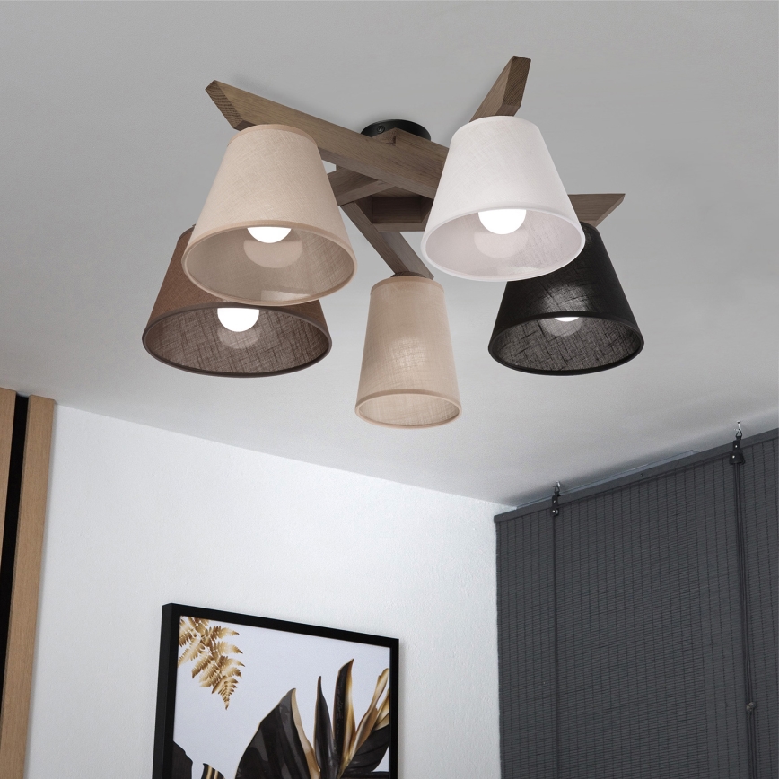 Brilagi - Πλαφονιέρα οροφής ANTHONY 5xE14/40W/230V δρυς