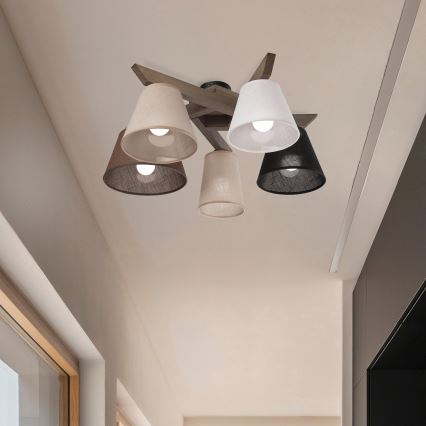 Brilagi - Πλαφονιέρα οροφής ANTHONY 5xE14/40W/230V δρυς