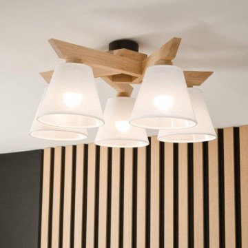 Brilagi - Πλαφονιέρα οροφής ANTHONY 5xE14/40W/230V δρυς/λευκό