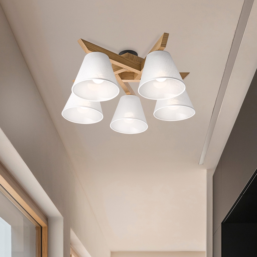 Brilagi - Πλαφονιέρα οροφής ANTHONY 5xE14/40W/230V δρυς/λευκό