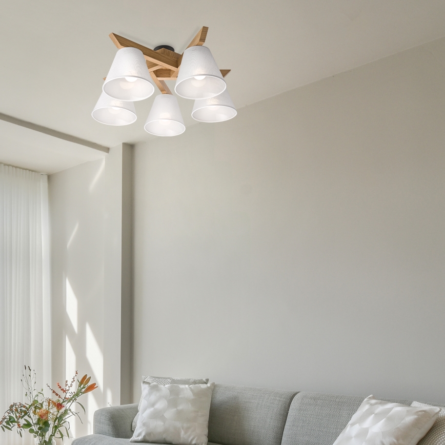 Brilagi - Πλαφονιέρα οροφής ANTHONY 5xE14/40W/230V δρυς/λευκό
