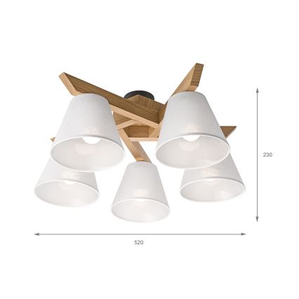 Brilagi - Πλαφονιέρα οροφής ANTHONY 5xE14/40W/230V δρυς/λευκό