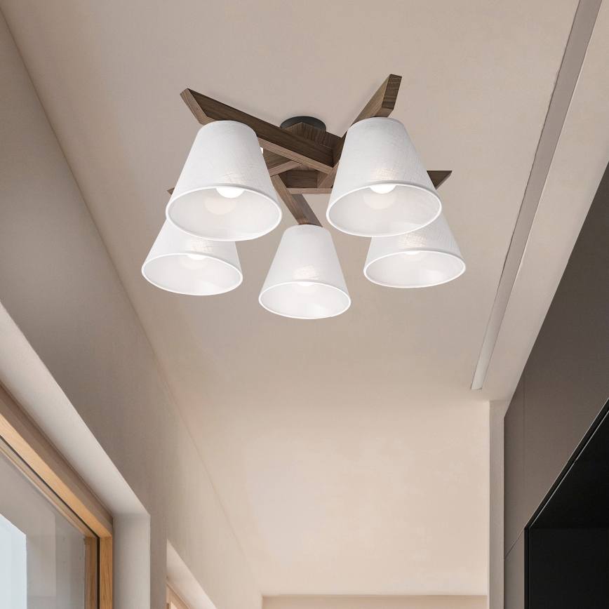 Brilagi - Πλαφονιέρα οροφής ANTHONY 5xE14/40W/230V δρυς/λευκό