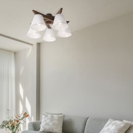 Brilagi - Πλαφονιέρα οροφής ANTHONY 5xE14/40W/230V δρυς/λευκό