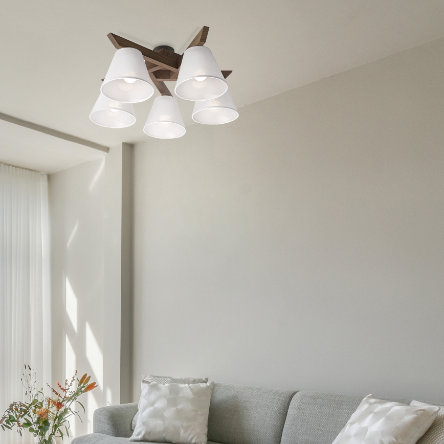 Brilagi - Πλαφονιέρα οροφής ANTHONY 5xE14/40W/230V δρυς/λευκό