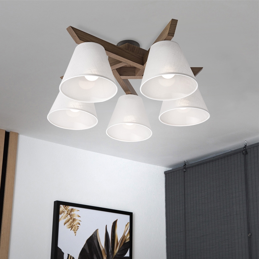 Brilagi - Πλαφονιέρα οροφής ANTHONY 5xE14/40W/230V δρυς/λευκό