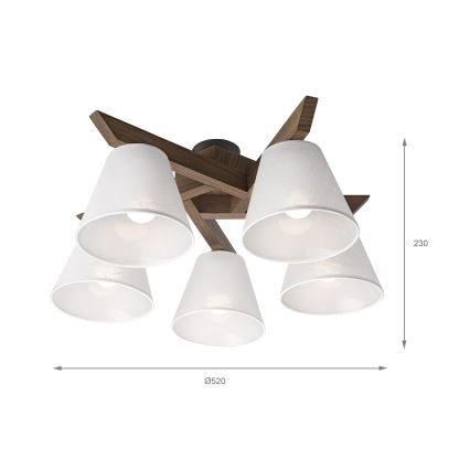 Brilagi - Πλαφονιέρα οροφής ANTHONY 5xE14/40W/230V δρυς/λευκό