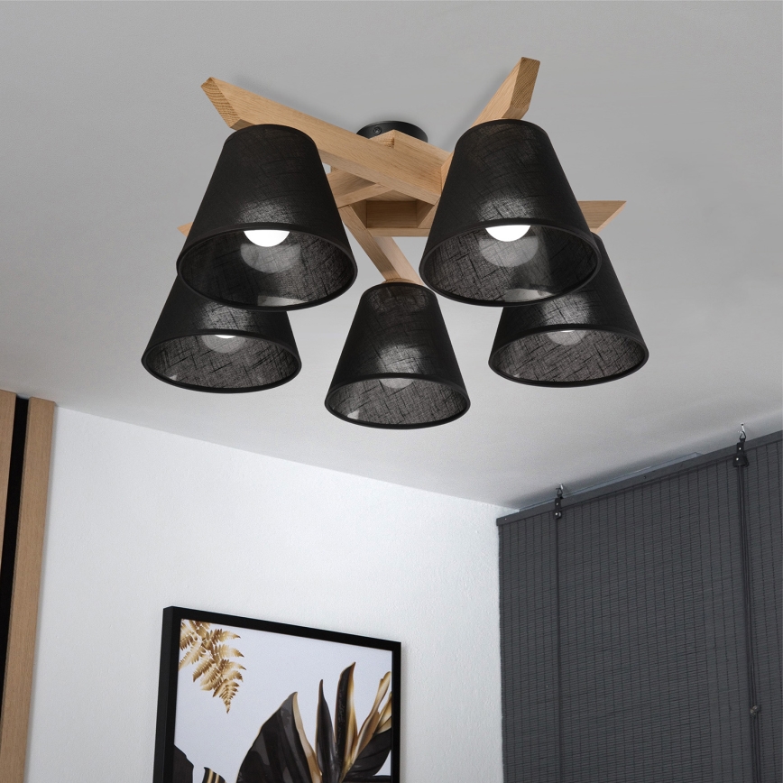 Brilagi - Πλαφονιέρα οροφής ANTHONY 5xE14/40W/230V δρυς/μαύρο