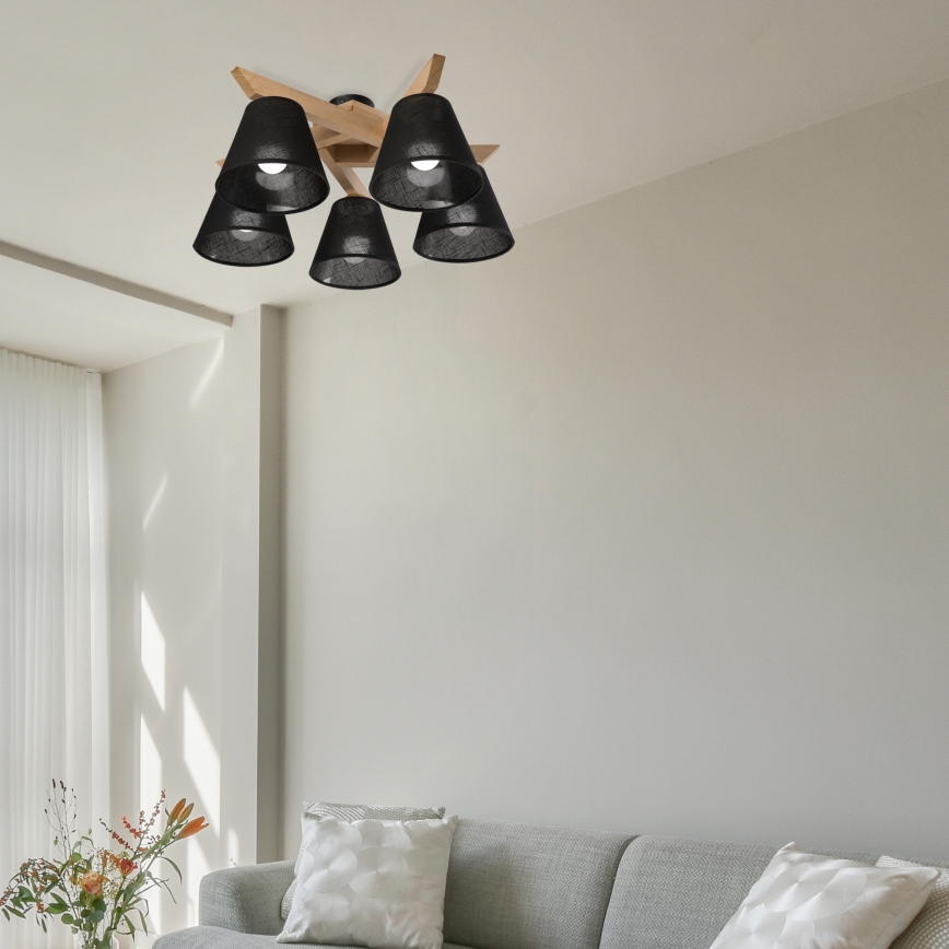 Brilagi - Πλαφονιέρα οροφής ANTHONY 5xE14/40W/230V δρυς/μαύρο